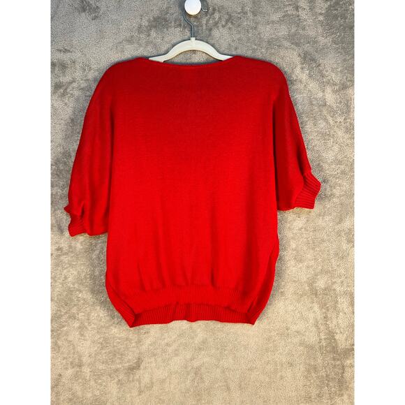 VTG Barry & Me Sweater Large Red Sequin Celestial Stars and Moon 80s 90s - Picture 4 of 7